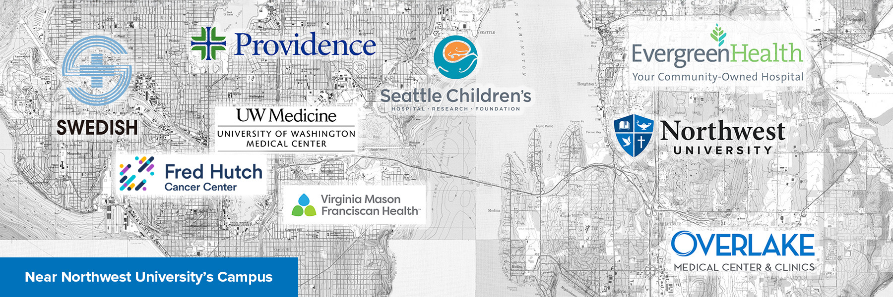 Abstract Map of Hospitals near Northwest University's Campus